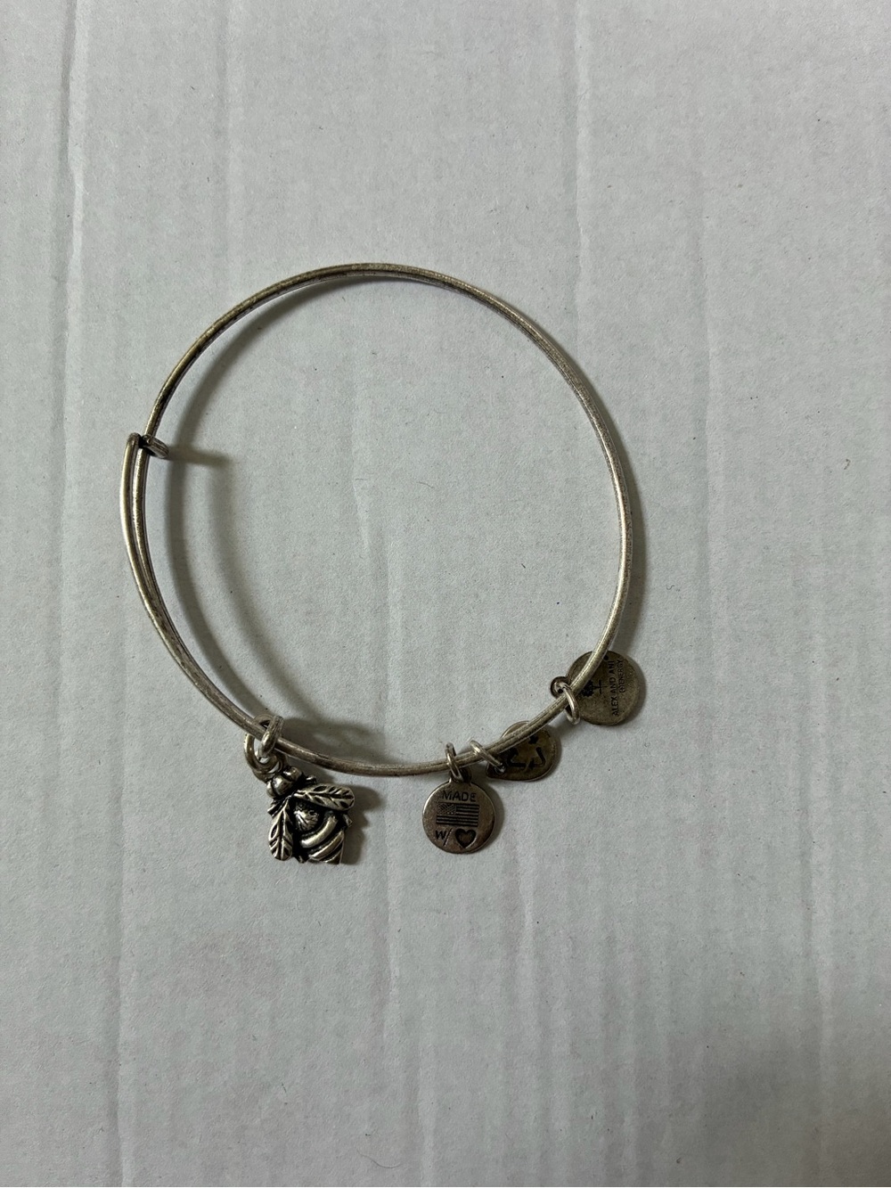 Alex and Ani Silver Bee Charm Expandable Bangle Bracelet